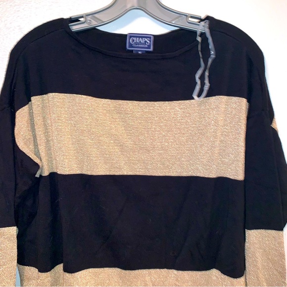 Chaps Medium Stripe Metallic Look Knit Tunic - Picture 5 of 7